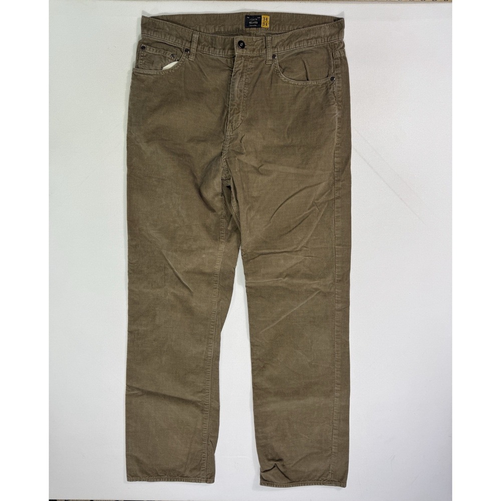 J Crew Relaxed Corduroy Pants Men's 34x34 (35x32.5) Brown Work Casual Outdoor
